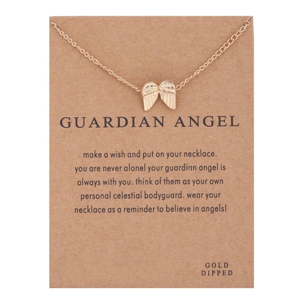 gold dipped•Guardian Angel•Angel wings necklace